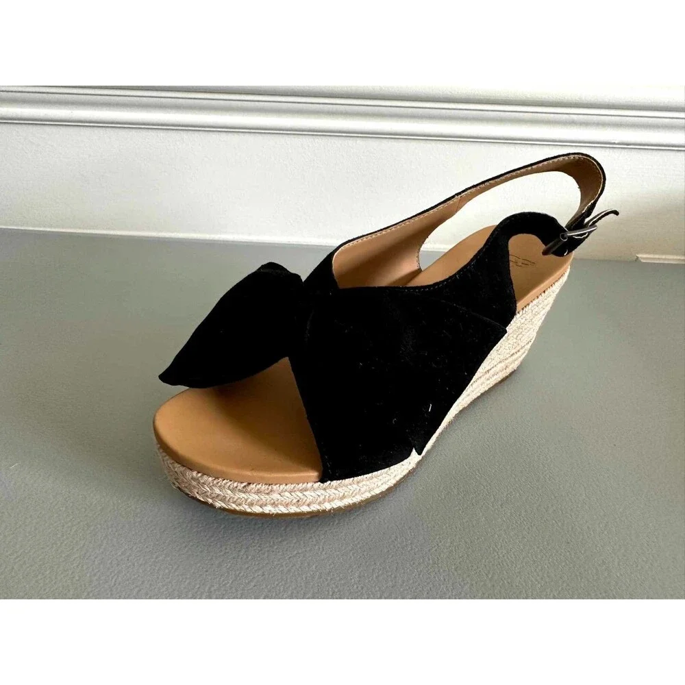 UGG Womens Slingback wedge sandals Size 9.5 black N37